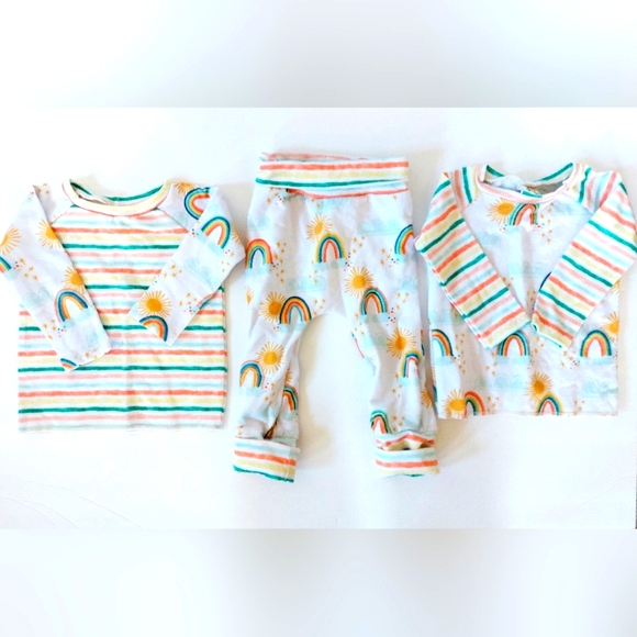 Other - *NEW* Rainbow stars and Sunshine Set 3-6 month size grow with me pants 3pc
